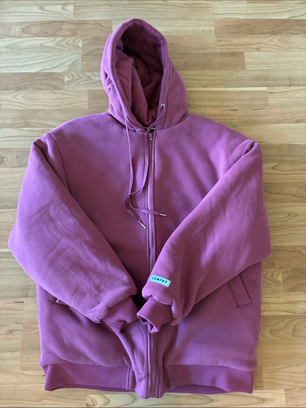 COMFRT Weighted Hoodie Quilted Full Zip Hoodie Oversized Large